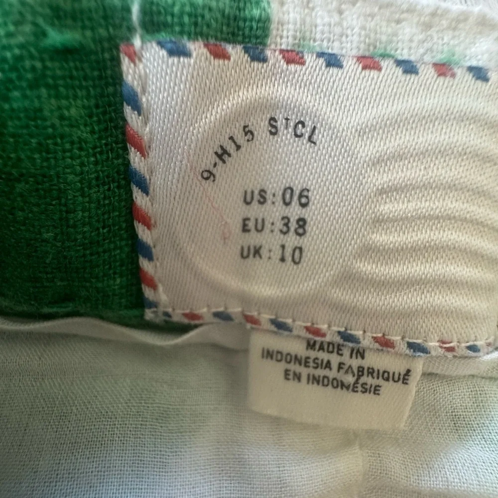 9-H15 STCL by Anthropologie A-Line Skirt Pockets Chevron Print Green/White 6